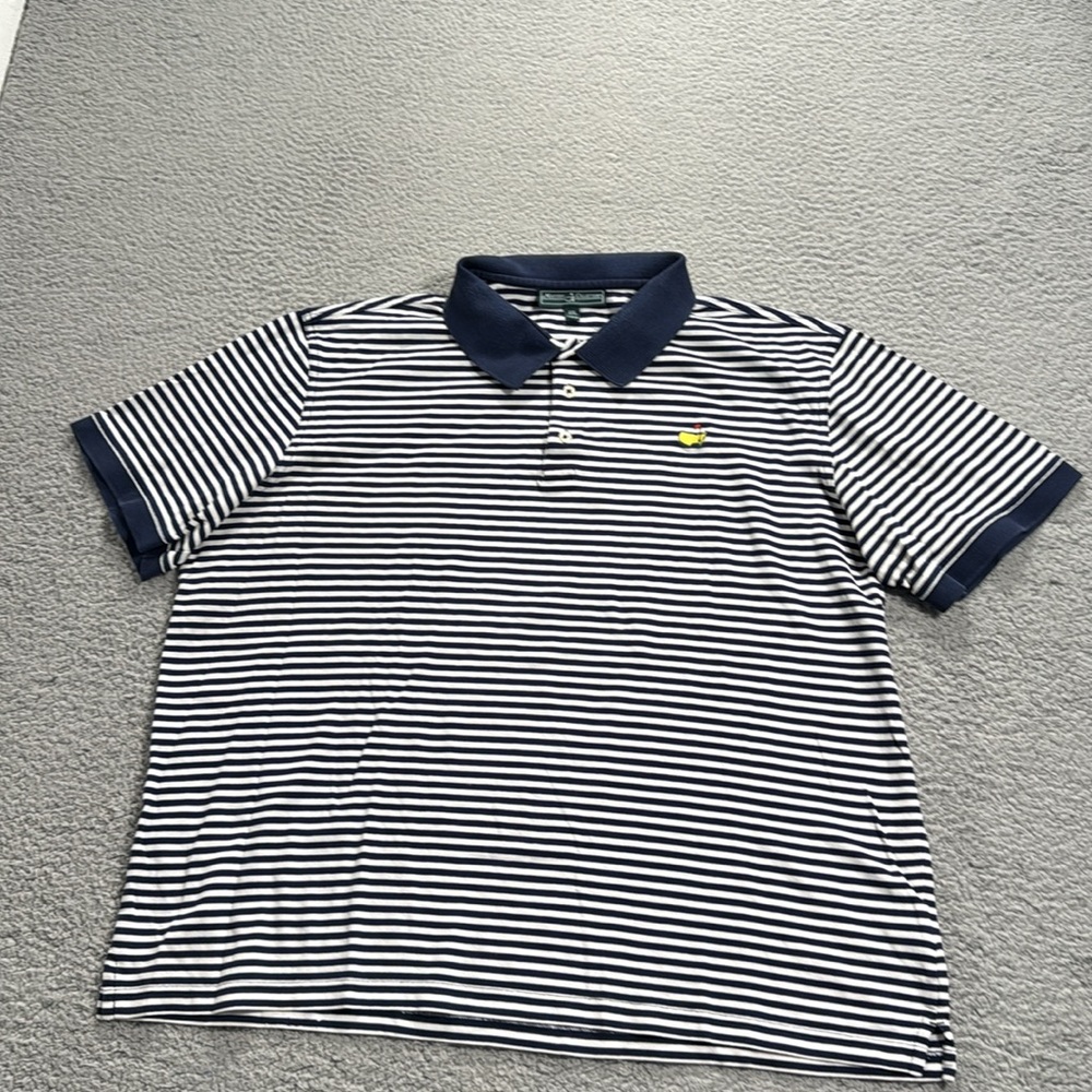 Masters Collection Navy Striped short sleeve Polo Shirt kid XXL GOLF 100% Cotton
